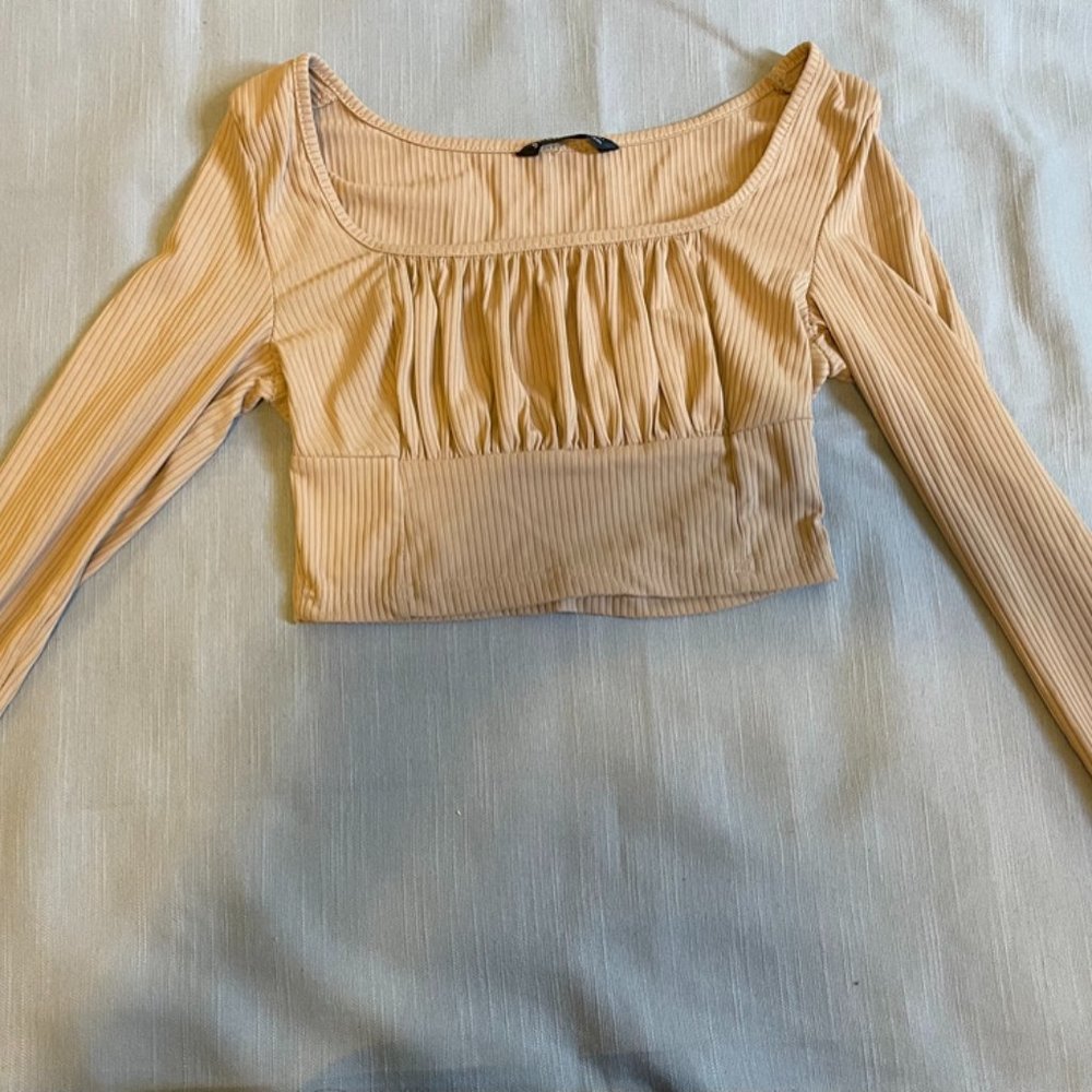 Tan Ruffled Top